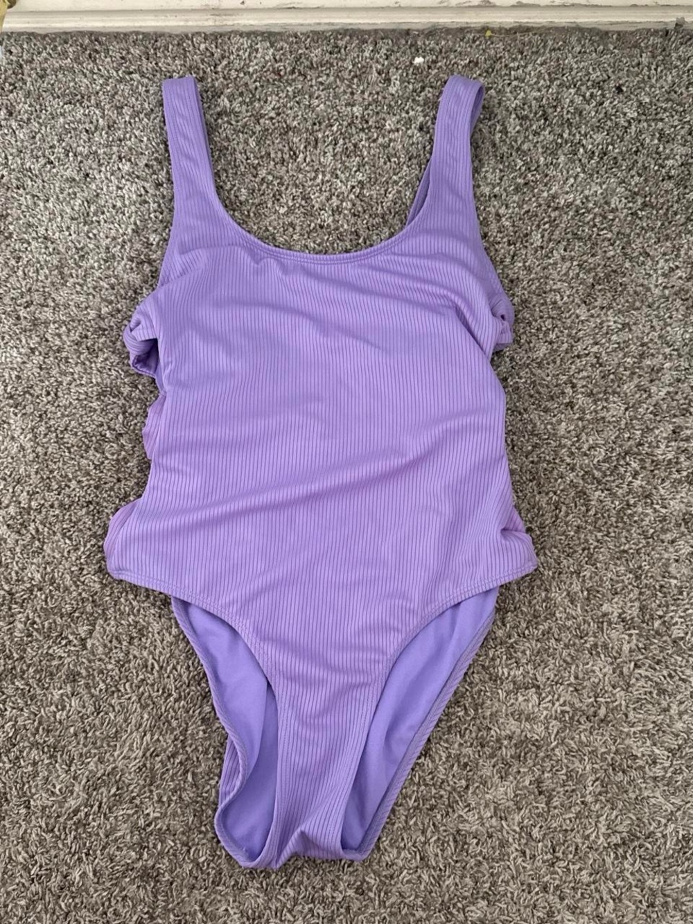 Lilac Ribbed One-Piece Swimsuit - Classic Scoop Neck